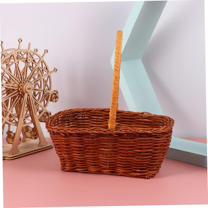 Luxshiny 2pcs Rectangular Easter Basket Mini Storage Holder Handle for and Storage for Home and Kindergarten Decoration