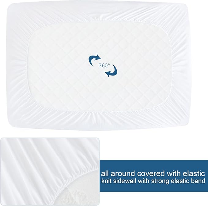 2 Pack Full Size Mattress Protector Waterproof Mattress Topper Cover Full Fitted Sheets up -14'' Breathable & Noiseless Mattress Protector Machine Washable