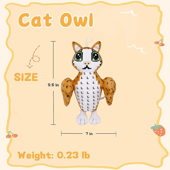 Steal a Brainrot 9.8-Inch Cat Owl Plush Pillow – Soft Huggable Cushion, Stylish Decor Accent & Collectible for Relaxation