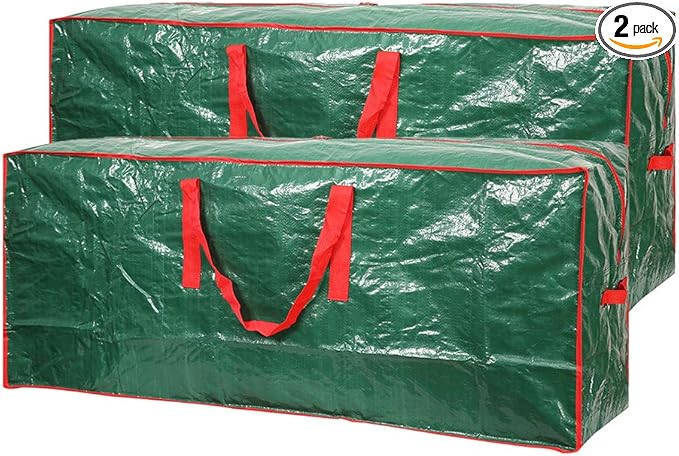 Christmas Tree Storage Bag- 2 pack - Fits Up to 7.5ft Xmas Disassembled Trees with Durable Reinforced Handles & Dual Zipper -Waterproof Material Protects from Dust,Moisture(Green, 7.5ft)