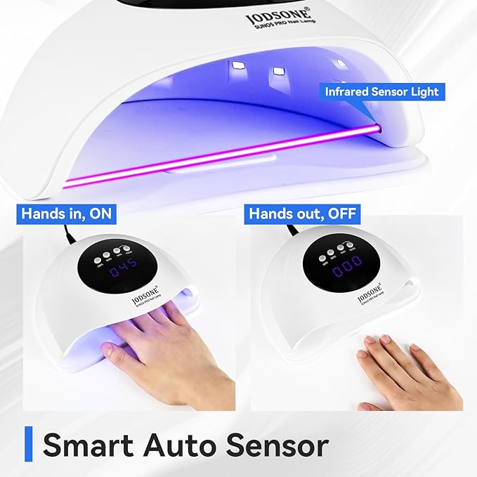 JODSONE U V LED Nail Lamp Professional Cure Auto Sensor and 4 Timer Gel Nail Lamp White