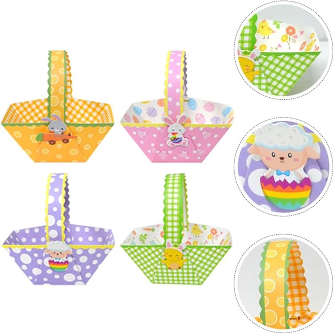 Cabilock 24pcs Easter Candy Baskets Paper Storage Holder for Treats and Items for Easter Celebrations Versatile Design for Year Use