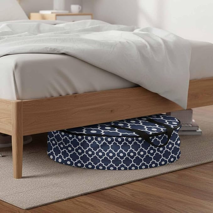 Storage Bag Moroccan Design Round Storage Totes Bins Closet Organizers with Zippers & Handle Geometric Art Clothes Storage Container for Bedroom Dorm Space Saving Packing Supplies Moving Bags
