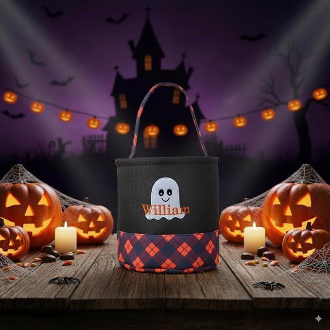 Halloween pumpkin checkered storage basket mall amusement park indoor outdoor decoration ornament tote basket