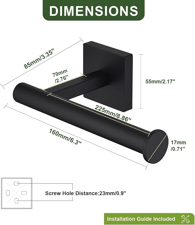 Matte Black Toilet Paper Holder Contemporary Wall Mount Premium 304 Stainless Steel Modren Toilet Paper Tissue Roll Holders for Bathroom Mega Rolls Rustproof