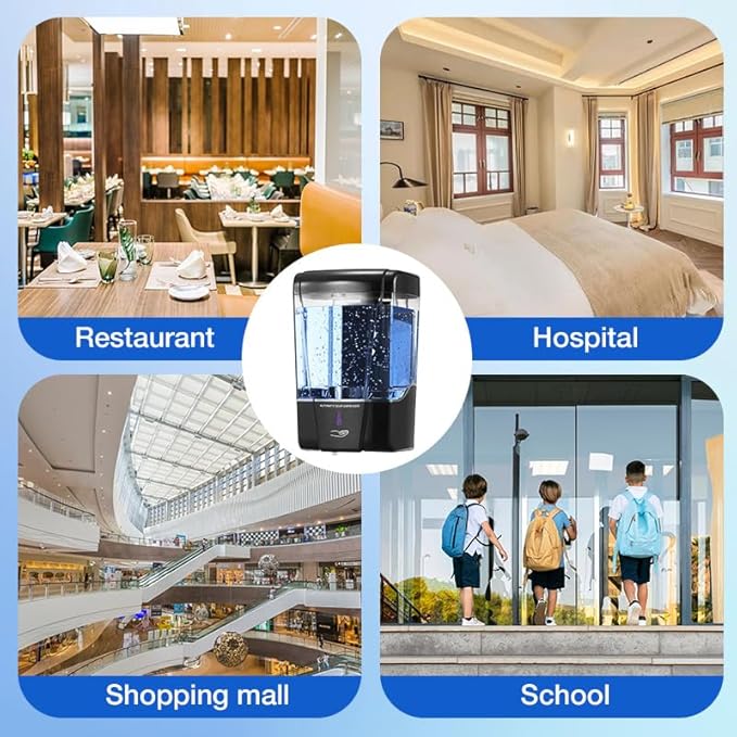 Automatic Soap Dispenser Touchless,600 ml / 20 oz Commercial Hand Soap Dispenser,Wall Mount Hand sanitizer Dispenser for Bathroom Offices Home Kitchen Hotel（Black）