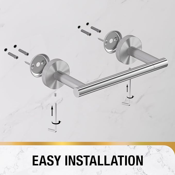 HITSLAM Brushed Nickel Toilet Paper Holder Wall Mount, Double Post Pivoting Toilet Paper Roll Holder, SS304 Stainless Steel Bathroom Toilet Tissue Holder