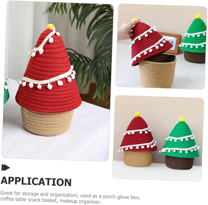 Small Storage Baskets for Christmas Tree Cotton Woven Organizing Basket Desktop Wardrobe Sundries Organizer
