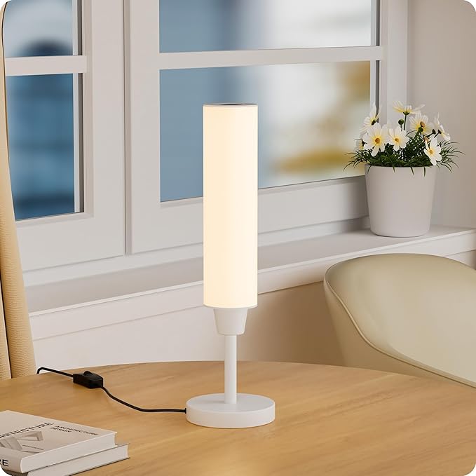 Nukanu Table Lamp with Remote，Bedside Lamps for Night Stands, Nightstand Lamp with Adjustable Brightness (10%-100%) and Color Temperature (3000k-6000k),Small Lamp for Bedroom (White)