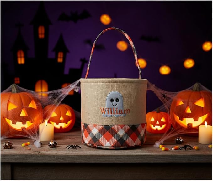 Halloween pumpkin checkered storage basket mall amusement park indoor outdoor decoration ornament tote basket