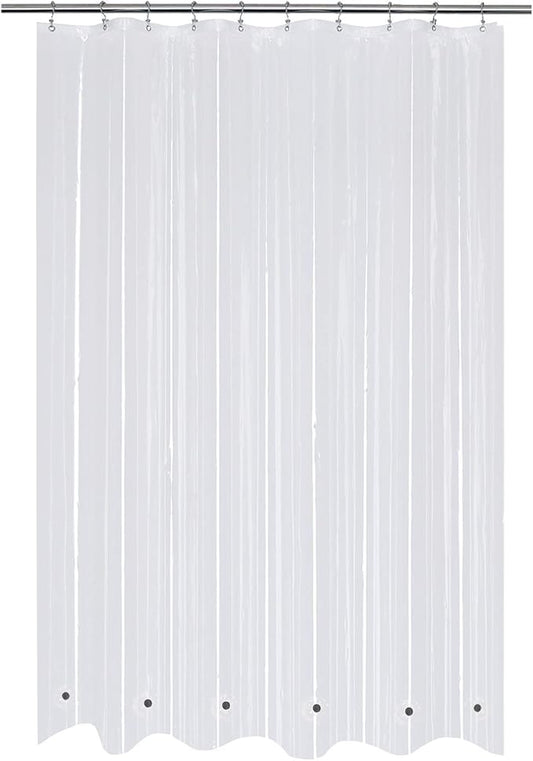 Mrs Awesome 60x72 Shower Curtain Liner with 6 Magnets Clear PEVA, 10 Hole Thick Plastic Shower Curtain for Bathroom, Waterproof, 60 x 72 inches, Clear
