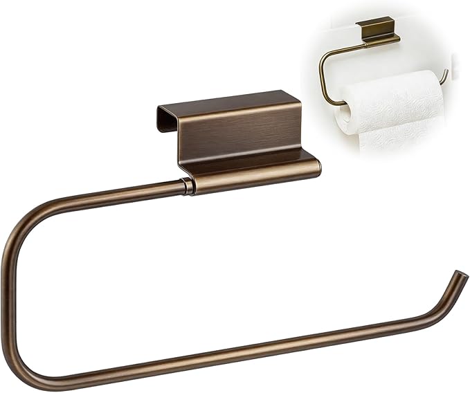 Yaocom 12.4 Inches Cabinet Door Paper Towel Holder Camper Under Sink No Drilling Paper Towel Storage and Dispenser for RV Kitchen Bathroom Laundry Room, Stainless Steel(Vintage Bronze,1 Pcs)