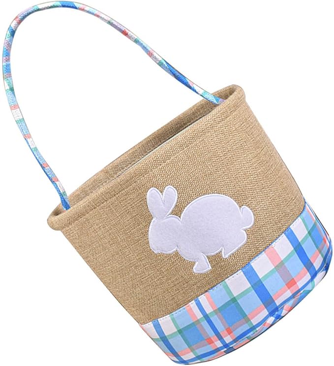 Easters Woven Fabric Storage Basket with Rabbits Accent for Eggs Hunts Holiday Decorations and Spring Parties