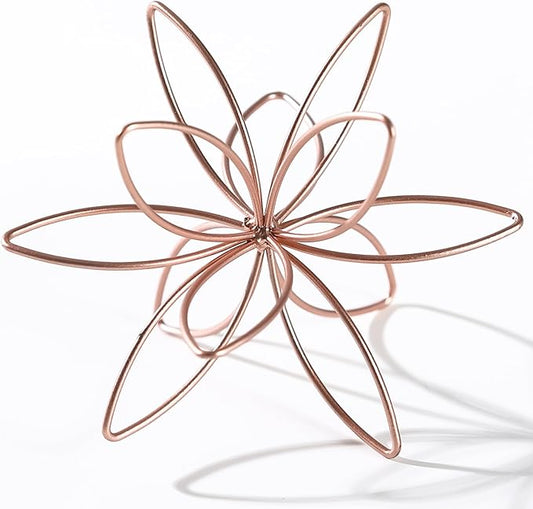 8" Metal Sphere Decor, Metal Floral Tabletop Sculpture, Abstract Tabletop Decorative Spheres for Home Decor (Rose Gold)
