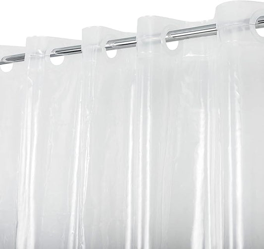 No Hook PEVA Shower Curtain or Liner - 8G Heavy Duty Clear Bathroom Shower Curtain No Hooks Required, Waterproof Plastic & PVC Free, Standard Size 71 x 74, Clear