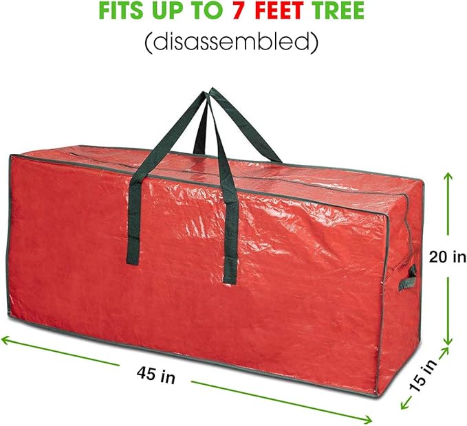 ProPik Christmas Tree Storage Bag | Fits Up to 7 ft. Tall Disassembled Tree | 45" x 15" x 20" Holiday Artificial Tree Storage Case | Perfect Xmas Storage Container with Handles and Sleek Zipper (Red)