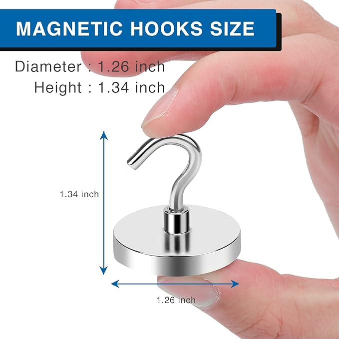 LOVIMAG Strong Magnetic Hooks, 130lbs Magnetic Hooks for Cruise Cabins, Magnet Hooks for Cruise Ship Essentials, Rare Earth Magnets with Hooks for Refrigerator,Hanging,Classroom,Kitchen-12 Pack