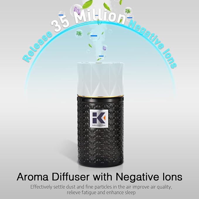 Ikeda Essential Oil Diffuser with Negative Ions, 250ml Glass Aromatherapy Diffuser with 10mL Lavender Essential Oil,3 Modes & 2000 mAH Battery Operated Car Diffuser with Night Light for Home