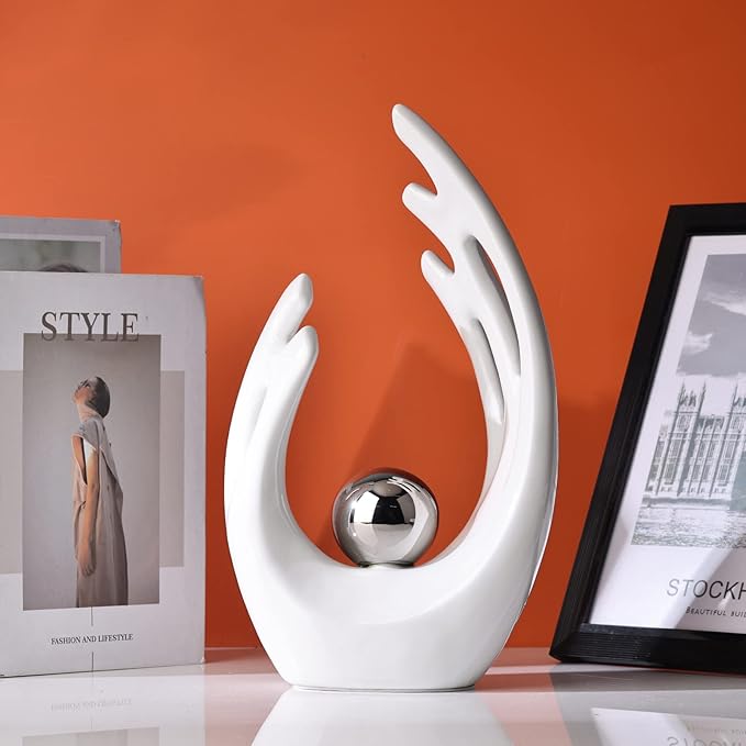 White Home Decor Accents, Coffee Table Funky Decor Modern Aesthetic Room Decor,Abstract Art Statue Decor Center Piece for Dinning Room, for Light Luxury Decorations for Stores, Hotels, Living Rooms