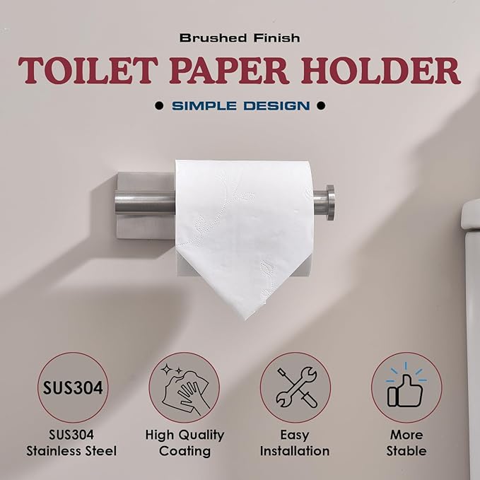 Brushed Nickel Toilet Paper Holder Contemporary Wall Mount Premium 304 Stainless Steel Modren Toilet Paper Tissue Roll Holders for Bathroom Mega Rolls Rustproof