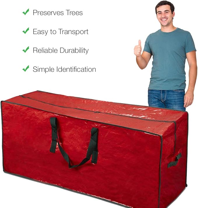ProPik Christmas Tree Storage Bag | Fits Up to 7 ft. Tall Disassembled Tree | 45" x 15" x 20" Holiday Artificial Tree Storage Case | Perfect Xmas Storage Container with Handles and Sleek Zipper (Red)