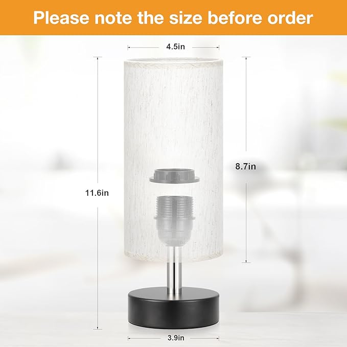 PartageiZ Small Table Lamp for Bedroom - Bedside Lamps for Night Stands, Minimalist Nightstand Light Lamp, Desk Lamps for Living Room, Office, Dorm