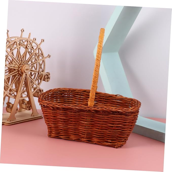 Luxshiny 3pcs Rectangular Mini Easter Basket for Storage and Decoration for Collection and Party Use Easter Accessory Handle