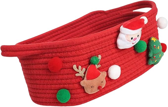 Holder Santa Themed Storage Basket for Bedroom Or Living Room Holiday Decoration Gifts Organiser