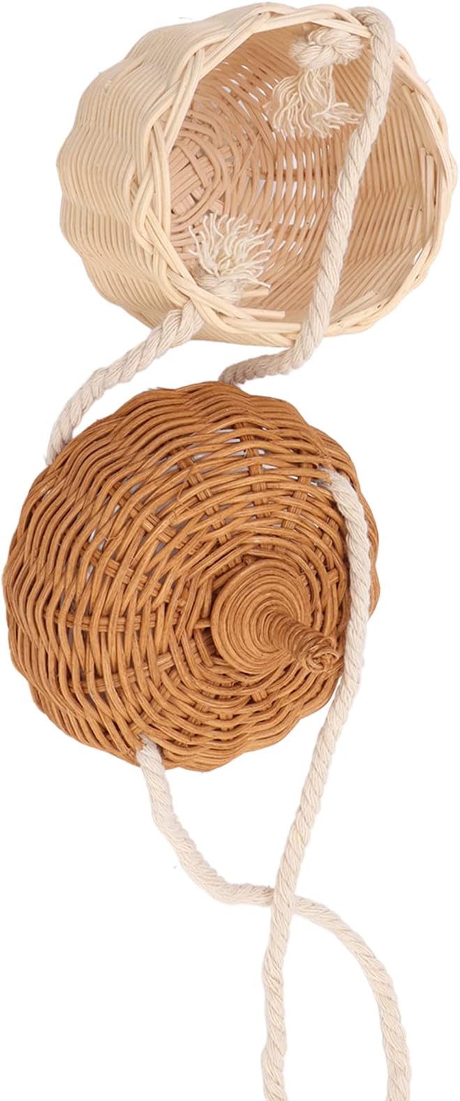 Hanging Baskets Rattan Storage Basket Handmade Photography Props Acorn Shaped Home Decorative for Girls Rattan Basket Bag Kids (Small Shoulder Bag)