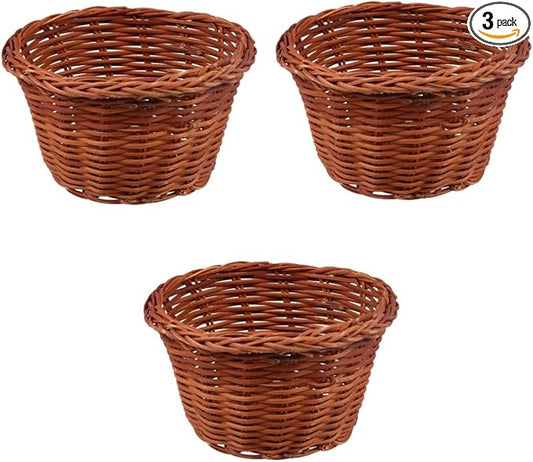3pcs Round Mini Handcrafted Easter Basket Storage Holder Decorative Weaving Ornament Diameter Height for Home Decoration Boys and Girls and Festive Occasions