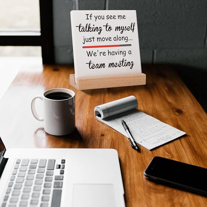 Funny Office Decor Sings White Elephant Gag Gifts for Coworker Valentines Day Teammate Employee, Office Fun Gifts for Coworker Birthday, Humorous Funny Office Saying Decorations-Talking To Myself
