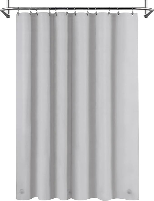 Mrs Awesome Grey Shower Curtain Liner with 3 Magnets, 72x72 Premium Flexible Sturdy Plastic Shower Curtain for Bathroom Lightweight & Waterproof, Light Gray