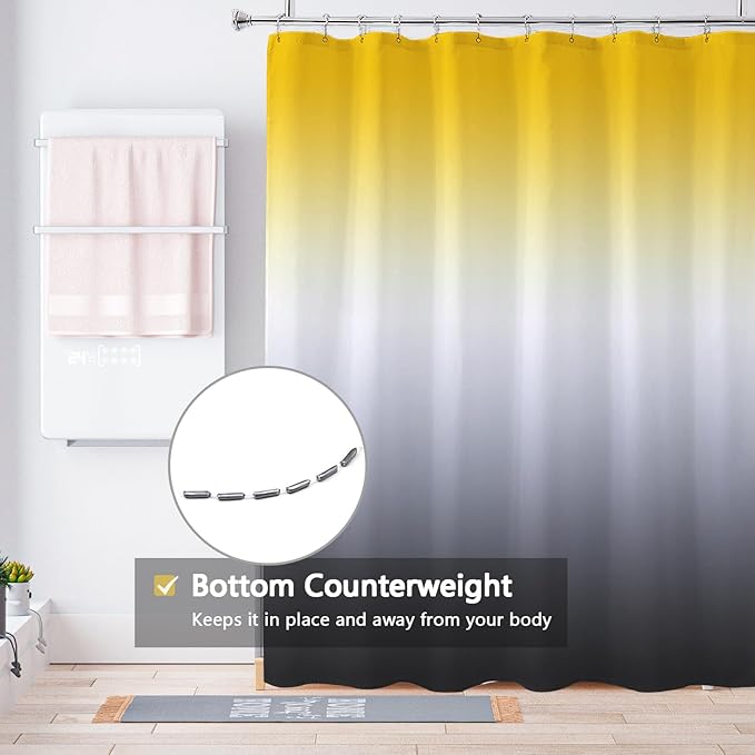 LLSCL Fabric Shower Curtain Liner with Magnets, Waterproof Hotel Quality, 72 x 72 Machine Washable