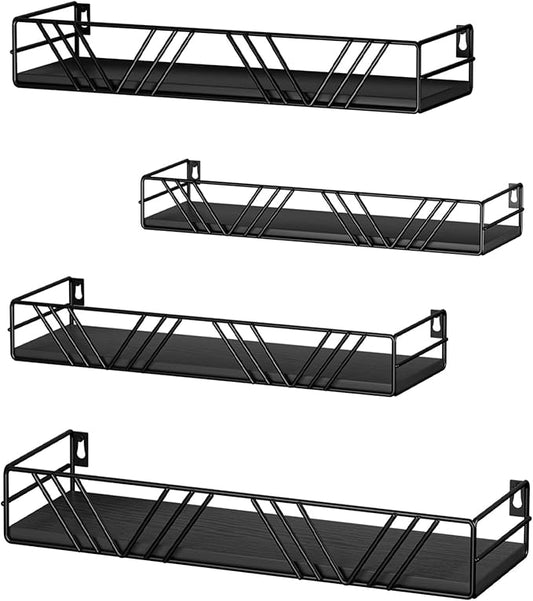 Amaoot Floating Shelves for Wall Set of 4, Different Sizes Mounted Wood Floating Shelf, Wall Shelves for Living Room,Bedroom, Bathroom, Kitchen, Farmhouse Decor, Office