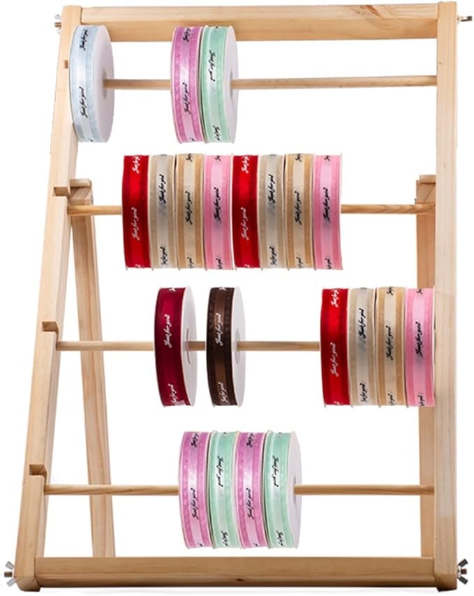 Free Standing Wooden Gift Wrapping Paper Storage Holder,Home Studio Ribbon Organizer Display Rack, Easy to Assemble(40x65cm)