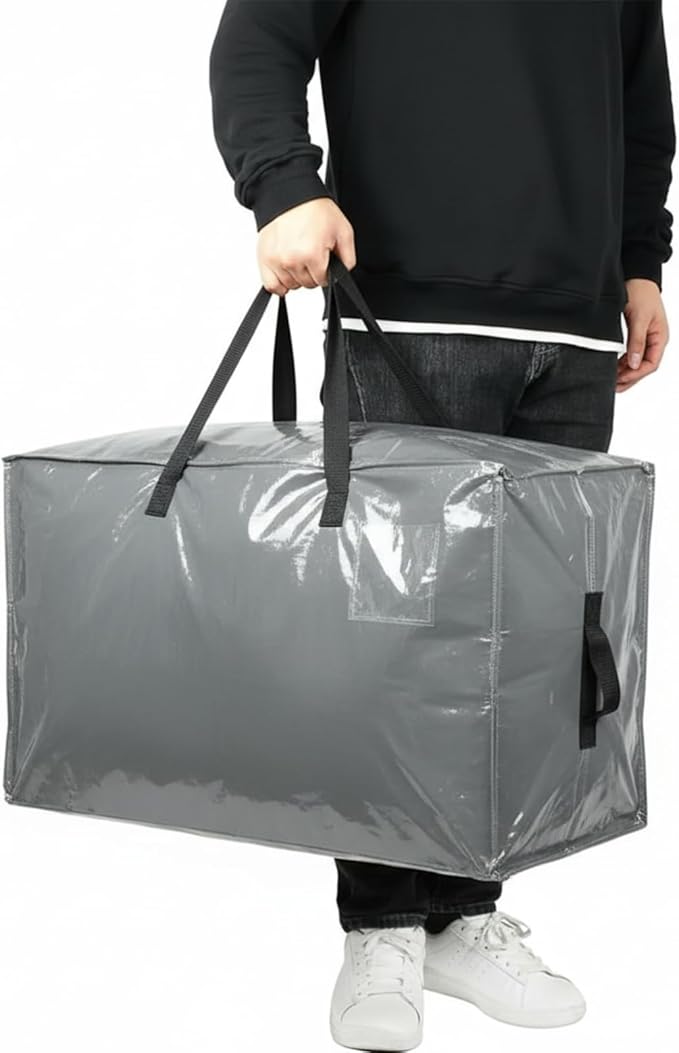 Shappy 6 Pcs Extra Large Storage Bags Jumbo Moving Bags Christmas Ornaments Container Heavy Duty Organizer Storage Bag with Zippers(Grey,30 x 16", 24 x 16", 20 x 16")