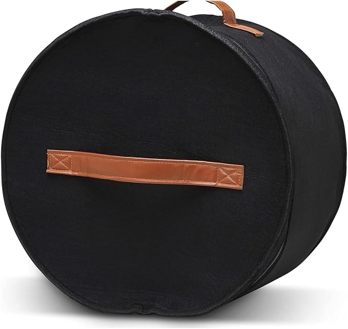 Christmas Wreath Storage Bag,Collapsible Felt Holiday Garland Container with Zipper & Handle, Durable Wreath Organizer Bin for Seasonal Decor Storage 20 x 12 (Black, 12 x 20)