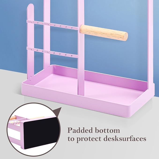 ProCase Jewelry Stand Holder Organizer, 4-Tier Necklace Holder with Ring Tray, 10 Hooks Necklaces Hanging Small Jewelry Display Storage Tower Tree for Bracelets Earrings Watches -Medium, Purple