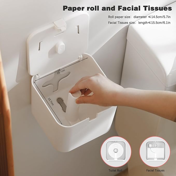 Colist Toilet Paper Holder Wall Mounted self Adhesive Toilet Roll Holders No Drilling Waterproof/Dustproof/Cat Proof Paper Roll Dispenser for Bathroom Toilet RV Car Trave(Large)