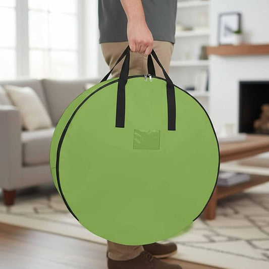 36 Inch Round Storage Bag 1 Pack,Watercolor Green Waterproof Wreath Storage Container with Handles&Zipper Solid Color Closet Organizer Bags Garland Box