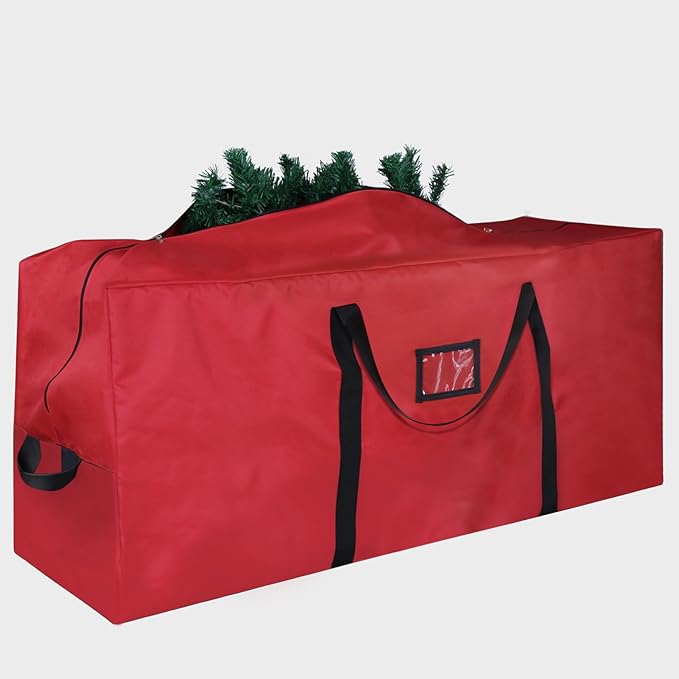 Christmas Tree Storage Bag, 600D Oxford Extra Large Moving Bags, Fits Up to 7.5 Ft Artificial Trees, Heavy-Duty Waterproof Christmas Decorations Storage Bags(PURE RED)