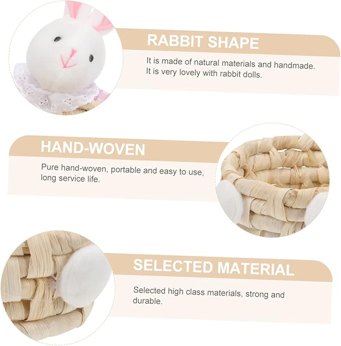 PRETYZOOM Easter Bunny Storage Basket Adorable Straw Woven Basket for Home Decor Random Color for Living Room Boys and Girls Room Garden and Easter Celebrations