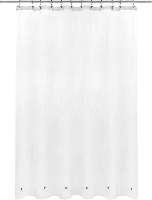 Barossa Design Long Shower Curtain Liner with 6 Magnets - 72" x 78", Waterproof PEVA Shower Liner for Bath Tub, PVC Free, Metal Grommets - Frost, 72x78