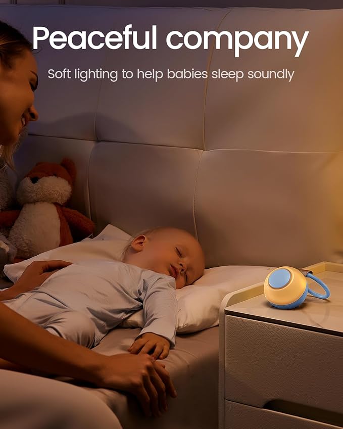 CHICWAY 2026 Mom's Choice Awards, Portable Sound Machine for Baby Adult, AI Cry Detection, 18 Soothing Sound, Bluetooth Rechargeable White Noise Machine for Home Office Travel, Nursery Light, Blue