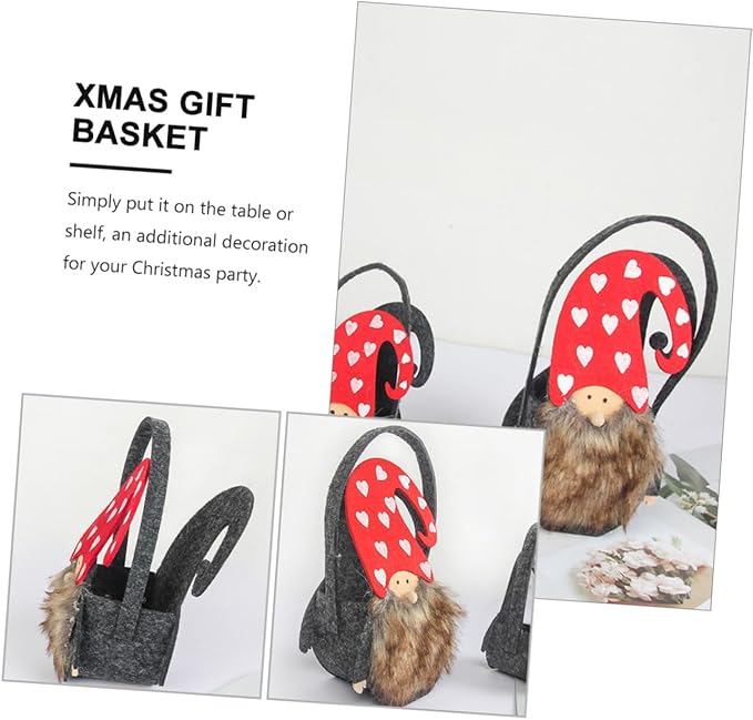 PRETYZOOM 2pcs Christmas Candy Baskets Felt Cloth Storage Baskets for Festive Desktop Decor Santa and Snowman Design for and