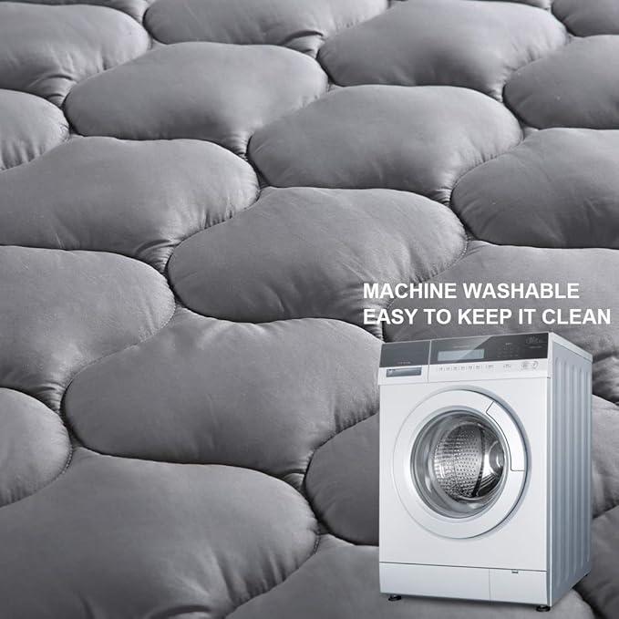 LEISURE TOWN Cotton King Mattress Pad Fitted Quilted Mattress Cover Pillow Top Mattress Topper Cooling Soft Breathable Mattress Protector with 8-21 Deep Pocket,Machine Washable (78x80 Grey)
