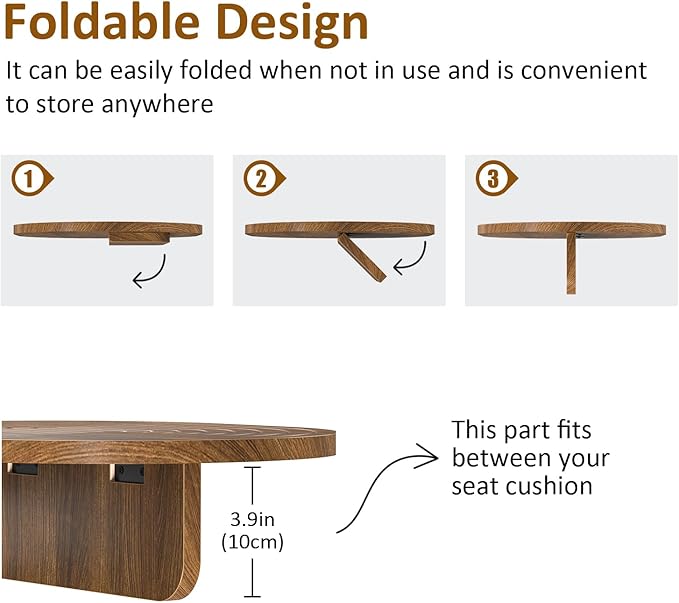 Asgolion Couch Tray Insert for Middle, 15.75"x12.6" Wood Sofa Tray, Folding Couch Armrest Table Fit Armless Couch/Sectional, for Drink Snacks Phone Remote Holder, Walnut