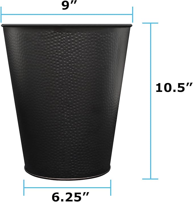 Wastebasket for Bedroom, Bathroom, Trash Can 6 Liters, Black, Stainless Steel
