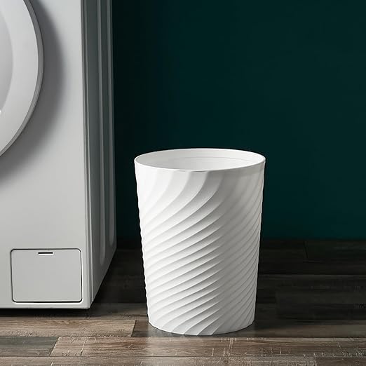 Small Bathroom Trash Can 1.8 Gallon Wastebasket Recycling Bin for Bedroom Office Kitchen, Black White, 2 Pack