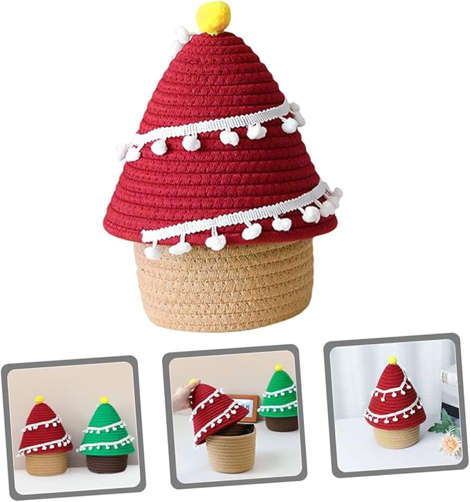 Small Storage Baskets for Christmas Tree Cotton Woven Organizing Basket Desktop Wardrobe Sundries Organizer